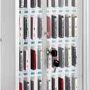 36 Slots Phone Locker, Cell Phone Storage Cabinet Pocket Chart Lock Box with Key [Wall Mounted] [Aluminum Alloy] Mobile Phone Lockbox with Handle for Classroom Office Exam (Silver)