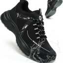 ISOOUS Steel Toe Shoes for Women Men Wide Waterproof Non Slip Work Sneakers Lightweight Breathable Safety Tennis Shoes Comfortable Construction Work Safety Puncture Proof Indestructible Work Shoes (8 Women/6.5 Men, Black)