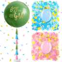 Syhood Jumbo Gender Reveal Balloon Pop Kit with 36 Inch Boy or Girl and 5 Inch Blue Pink Balloons Heart Shaped Confetti Tassels Stand for Baby Shower Party Supplies Decorations (Green)