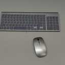 Wireless Keyboard and Mouse Ultra Slim Combo, TopMate 2.4G Silent Compact USB 2400DPI Mouse and Scissor Switch Keyboard Set with Cover, Batteries Included, for PC/Laptop/Windows/Mac - Gray Black