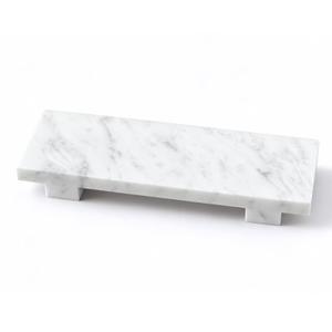 Marble Tray for Kitchen Counter - Handcrafted Real Marble Riser, Bathroom Soap Tray & Serving Board, Pedestal for Home Decor (Calacatta White Q)