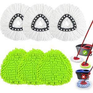 3 Pack Mop Heads Replacements for Ocedar, Mop Replace Head for O Cedar Easy wring 1 Tank System, Microfiber & Chenille Mopp Refills for Floor Cleaning, Dry/Wet Use, Machine Washable