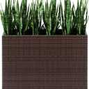 LEWIS&WAYNE Tall Planters for Outdoor Plants Handmade Wicker Large Rectangular Block Planter Box with Removable Liners Modern Planter for Indoor Outdoor Patio Deck - Brown, 32 X 11 X 24 Inches