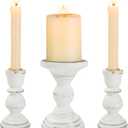 Unity Candle Holder - LIKEYO Wooden Unity Candle Holders for Weddings, Rustic Candlestick Set of 3, Wooden White Candlestick for Wedding Table Centerpiece Church Farmhouse Decor