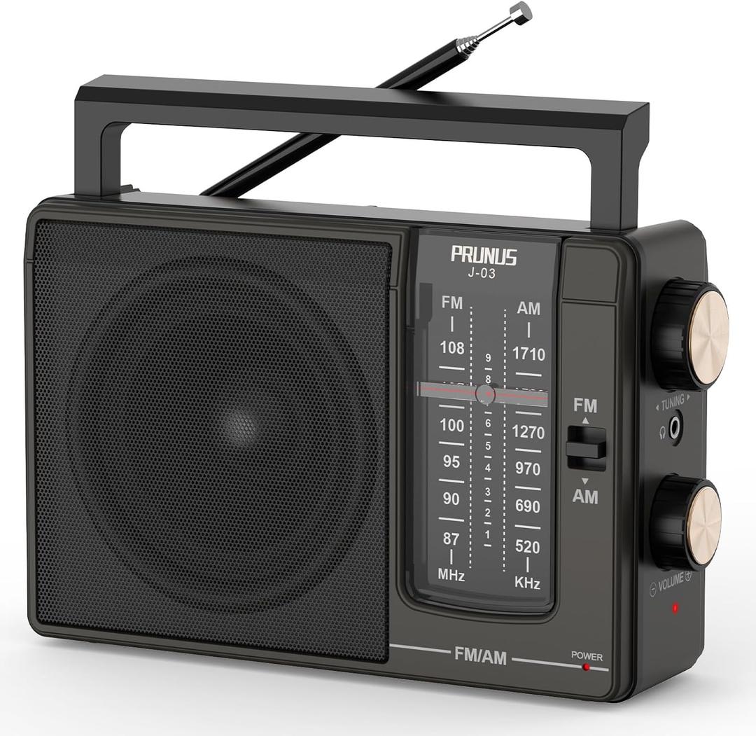 PRUNUS J-03 AM FM Radio Portable Plug in Wall or AA Battery Operated for Home/Outdoor, Large Speaker Excellent Sound, Excellent Reception 19.5 ant, Large Tuning Knobs for Easy to Use,Gifts for Seniors PRUNUS J-03 AM FM Radio Portable Plug in Wall or AA Battery Operated for Home/Outdoor, Large Speaker Excellent Sound, Excellent Reception 19.5 ant, Large Tuning Knobs for Easy to Use,Gifts for Seniors