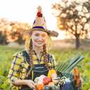 2 Pcs Thanksgiving Scarecrow Hats with Raffia Straw Hair Thanksgiving Scarecrow Hat Costume Accessories for Adult Women Men Cosplay