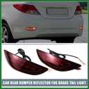 Motoforti Rear Bumper Reflector LED Fog Brake Tail Turn Signal Light Red Yellow for Hyundai Accent 2012-2017 Plastic Red Lens (Set of 2) Long-Lasting