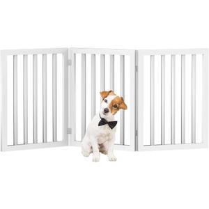 Pet Gate - 3-Panel Indoor Foldable Dog Fence for Stairs, Hallways, or Doorways - 55x24-Inch Retractable Freestanding Dog Gates by PETMAKER (White)