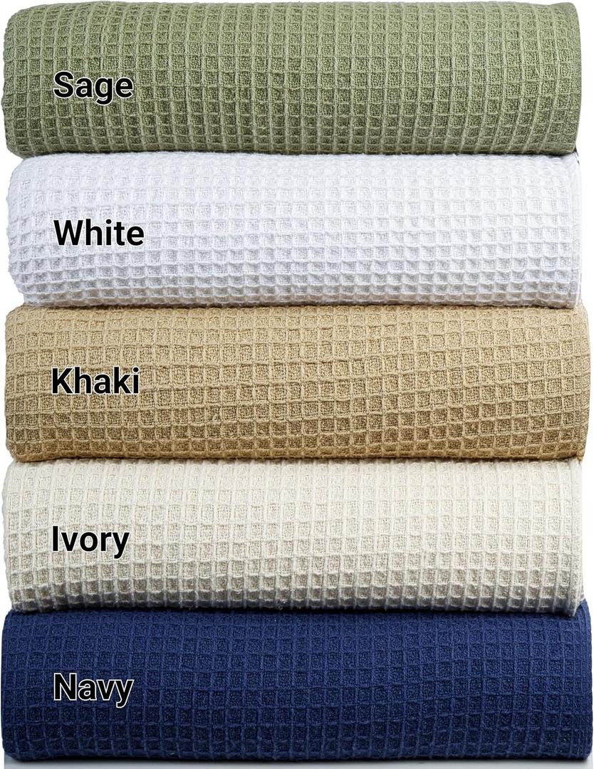 Tex Trend Waffle Blanket  100% Cotton Blankets Queen Size  Breathable and Soft for Summer Spring  Suitable for Bed Layering, Sofa & Couch - Sage Green (90x90)