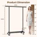 HYSEYY Clothes Rack, Clothing Rack for Hanging Clothes, Rolling Garment Rack Sturdy Coat Rack Portable Wardrobe Rack Metal Closet Rack for Bedroom Laundry Living Room, Black