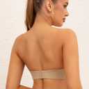 Strapless Bra Non-Slip No Underwire Padded Bandeau Multiway Smoothing Bras Convertible Straps (32D, Nude)