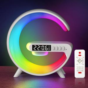 Wake Up Light Alarm Clock for Kids, LED Table Bedsides Lamp with Sunrise Simulation, Sleep Aid, Snooze, Bluetooth Speaker, Night Light for Bedroom Decor, Birthday, Christmas Gift