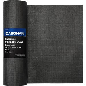 CASOMAN Professional Tool Box Liner and Drawer Liner 24 inch x 24 feet,Easy Cut Non-Slip Foam Rubber Toolbox Drawer Liner Mat - Adjustable Thick Cabinet Liners, 24"W x 288"L