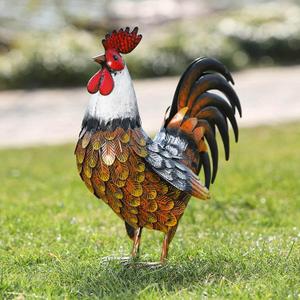 Kircust Garden Rooster Statues & Sculpture, Metal Chicken Animal Yard Art Lawn Ornament Figurines Artwork for Outdoor, Patio,Backyard and Home Kitchen Decoration (Large, Yellow)