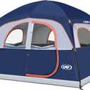 UNP Tents 6 Person Waterproof Windproof Easy Setup,Double Layer Family Camping Tent with 1 Mesh Door & 5 Large Mesh Windows -10'X9'X78in(H) (10 ft x 9ft x 78 inch, Navy Blue)