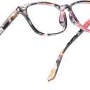 2 x Square Blue Light Blocking Glasses,Computer/Gaming/Screen Glasses for Women or Men (Flower)