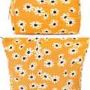 SOIDRAM 2 Pieces Flower Makeup Bag Large Cosmetic Bag Capacity Canvas Mix Travel Toiletry Bag Organizer Cute Makeup Brushes Aesthetic Accessories Storage Bag for Women,Little Flower Mix Yellow