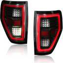 PZ 2009-2014 F 150 LED Tail Lights Assembly with Signal/Runnning Light Clear Glass/transparentLamp Shade Matte Black Cover Left and Right Sides