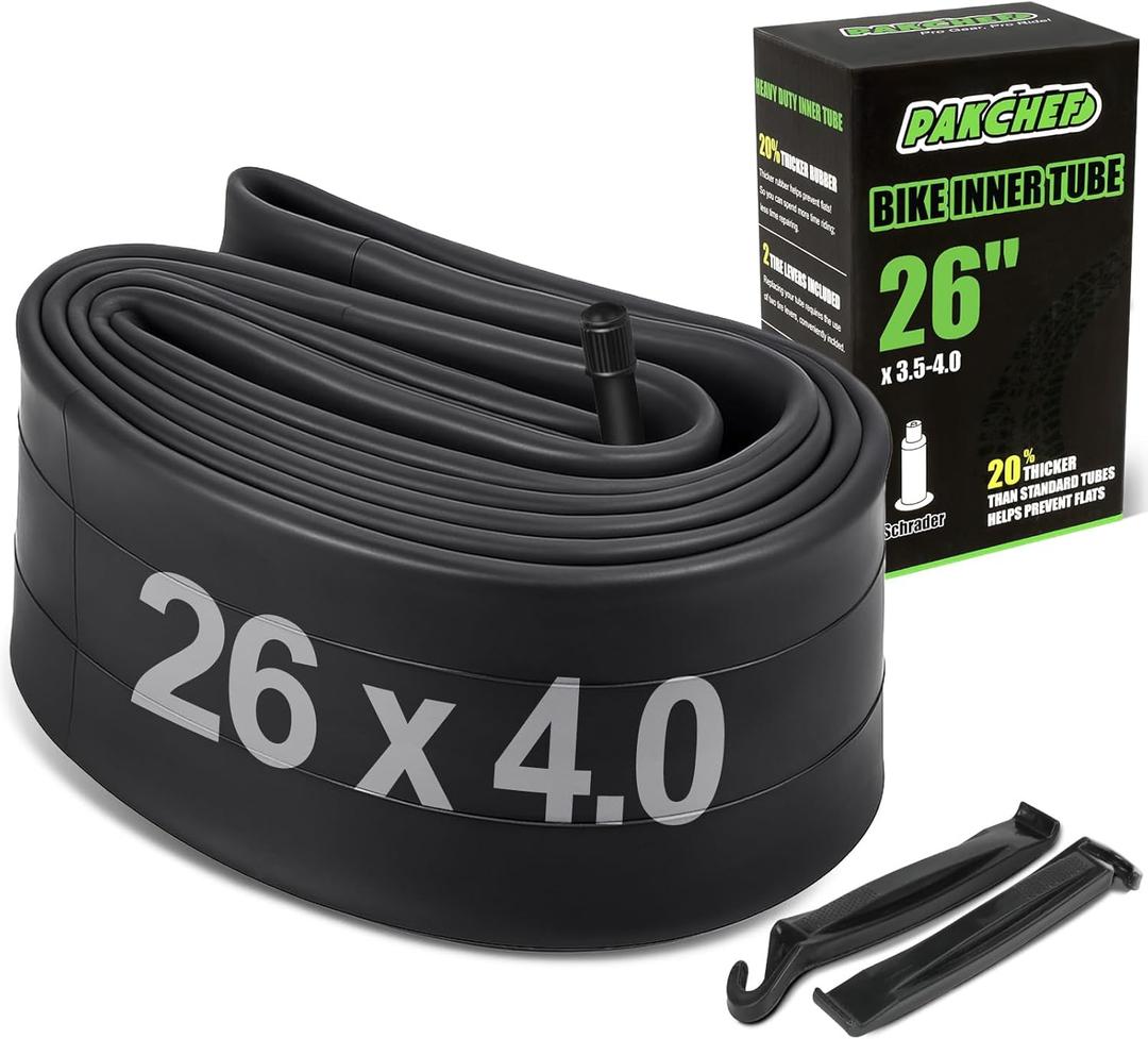Heavy Duty 20x4.0, 26x4.0 Fat Tire Tube with Schrader Valve - Thick Butyl Rubber Bike Inner Tube for E-Bikes Mountain Bikes