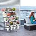 4 Tier Flower Display Stand, Metal Flower Bar Stand for Fresh Flowers Without 16pcs Buckets, Heavy Duty Garden Flower Cart Display Stand with Wheels