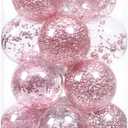 Sea Team Shatterproof Clear Plastic Christmas Ball Ornaments Decorative Xmas Balls Baubles Set with Stuffed Delicate Decorations (70mm/2.76 inch 24-Pack, Pink)