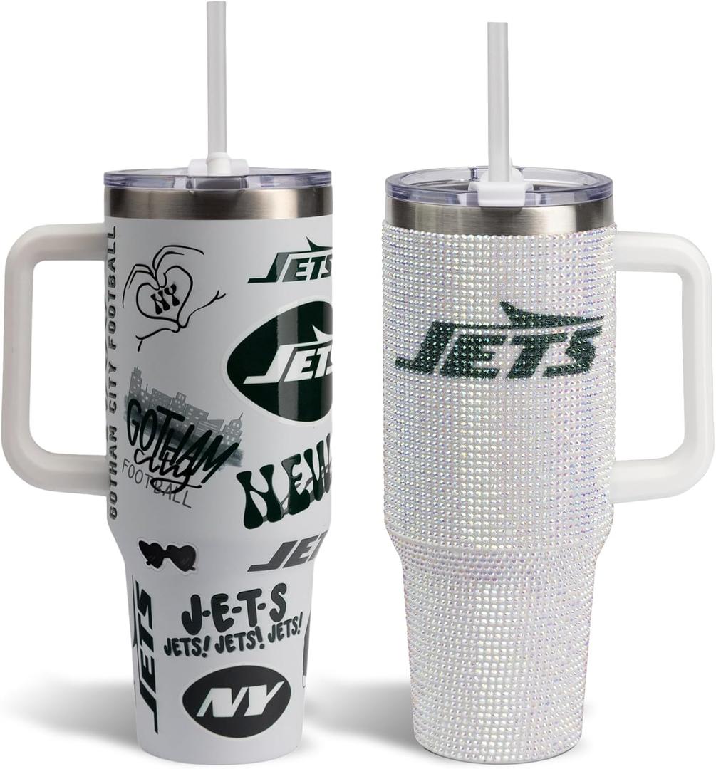 The Memory Company 40oz Tumbler Set - 2-Pack Stainless Steel Sports Tumblers with Lids and Straws - Double Wall Vacuum Insulated, Official Licensed College Team Fan Collection