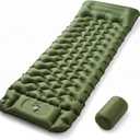 Sleeping Pad R-Value 3.0, 4 Thick Backpacking Sleeping Pad with Built-in Foot Pump & Pillow, Ultralight Self Inflating Air Mattress Camping Mat for Hiking, Tent,Travel Gear (Green)