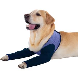 Coodeo Dog Recovery Sleeves, Cone Collar Alternative, Abrasion Resistant Dog Recovery Suit, Washable 2.5mm Thick and Waterproof, Pet Wounds Prevent Licking, Biting (Purple, L)