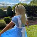 IMISHM Halloween Cosplay Costume Halloween costume for Girl Blue Dress White Apron With Bow HeadBand Stockings (13)