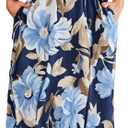 Eytino Women Plus Size Sundress Crewneck Ruffle Sleeve Boho Floral Print Maxi Long Dress with Pocket,3X Sky Blue