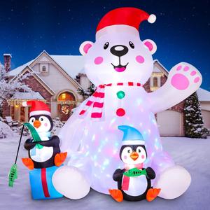 FunFanso 7FT Christmas Inflatable Polar Bear with Penguins Outdoor Yard Decorations, Blow up Xmas Festival Holiday Decoration with Built-in Bright LED Lights for Lawn Garden Party Indoor Home Porch FunFanso 7FT Christmas Inflatable Polar Bear with Penguins Outdoor Yard Decorations, Blow up Xmas Festival Holiday Decoration with Built-in Bright LED Lights for Lawn Garden Party Indoor Home Porch