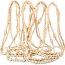 Christmas Wood Bead Garland 49.2 ft Natural Color Wooden Beaded Garland Rustic Christmas Vintage Decorations Boho Country Farmhouse Ornaments or Winter Holiday Indoor Home Xmas Tree Decor