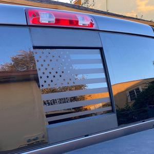 for Chevrolet Colorado GMC Canyon 2015-2025 2026 Rear Middle Window American Flag Decal Back Center Sliding Window Glass USA Flag Vinyl Sticker Exterior Accessories (Matte Black)