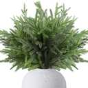 Cllayees 18 Artificial Norfolk Pine Stems - 8 Pack Real Touch Christmas Decorations Indoor, Modern Tabletop Greenery for Vases, Festive Home Decor (Faux Pine, Xmas Plants Decor)