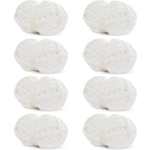 HOMBYS White Chunky Chenille Yarn for Crocheting, Bulky Thick Fluffy Yarn for Knitting, Super Bulky Chunky Yarn for Hand Knitting Blanket, Soft Plush Yarn, 8 Jumbo Pack (27 yds,8 oz Each Skein) (Cream)