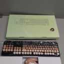 Wireless Keyboard and Mouse Combo, 104 Round Keys Cute Colorful Keyboard and Mouse with Retro Typewriter for PC/Mac/Laptop/Tablet/Computer/Windows Black