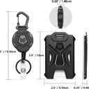 MNGARISTA Retractable Badge Holder,Heavy Duty Carabiner Clip Keychain Badge Reel,Tactical ID Card Key Holder with 31.5" Retractable, Black