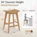 LUE BONA Bar Stools Set of 3, 24" Elm Wood, for Kitchen Island, Natural