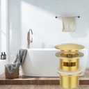 Brass Freestanding Tub Drain, Pop Up Freestanding Tub Drain Plug, Fits Most Freestanding Tub Drain Kits (Brushed Gold)