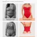 Popilush Corset Bodysuit for Women Tummy Control Shapewear Bodysuits Cowl Neck Going Out Tops Concert Outfits (Large, Red)
