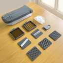 LHS Vegetable Chopper Multifunctional Food Chopper Onion Chopper Vegetable Slicer Dicer Cutter Potato Cutter Veggie Chopper with Container(10 in 1, Grey) (Gray)