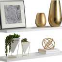 2-Pack Floating Shelves 36" x 8" x 1", White - Reforested Natural Wood Shelves - Thin Floating Shelf Easy Install - Decorations for Bedroom, Bathroom, or Kitchen - Modern Minimalist Aesthetic Decor