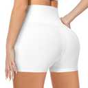MOREFEEL High Waisted Biker Shorts for Women-3''/5'' Gym Bike Spandex Workout Shorts Tummy Control Shorts for Women White Summer Gifts Leggings Pants Compression Volleyball Shorts (White,S-M)