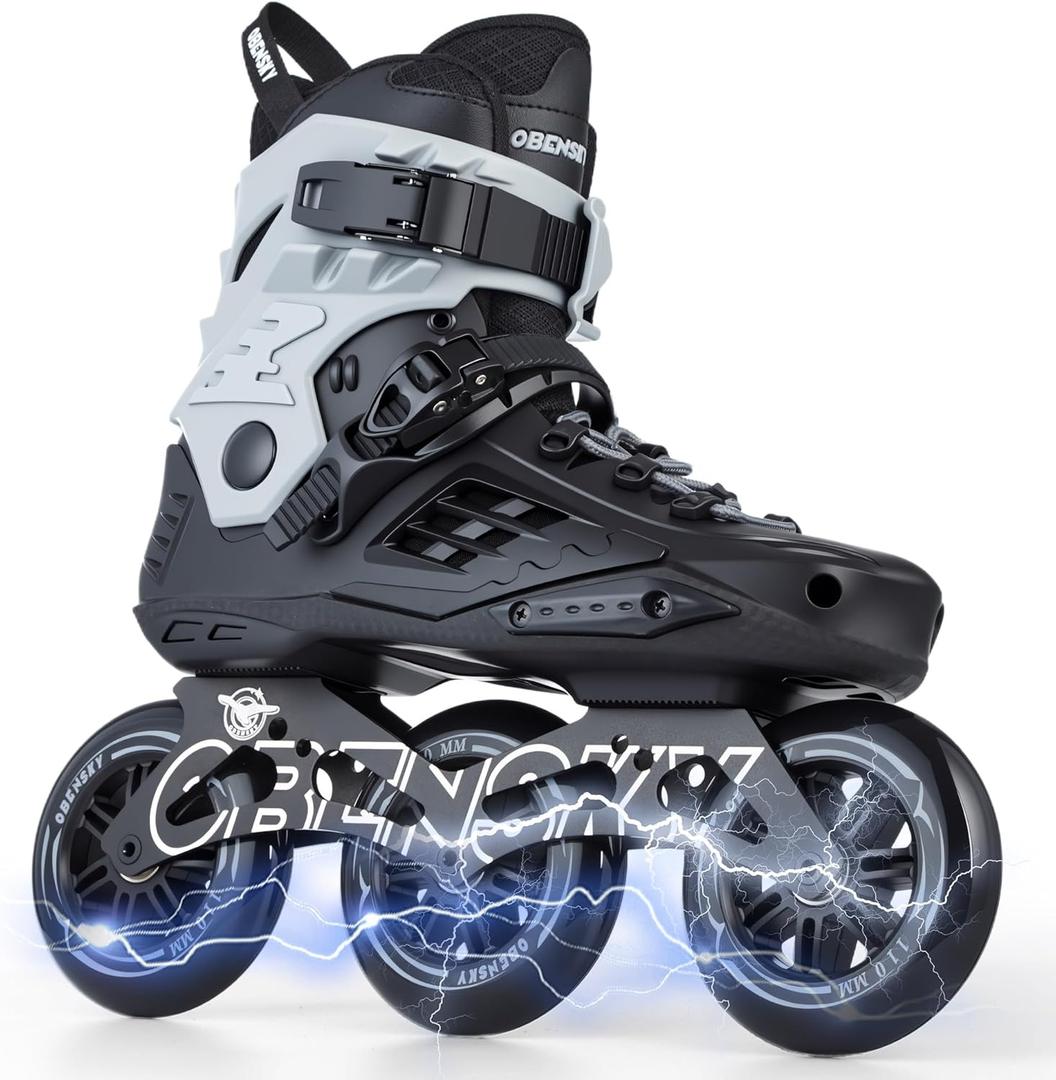 Adults Roller Blades for Women & Men, Inline Skates High Professional Roller Blade for Teens, Fitness & Recreation Racing Skates, Black & Gray, Size 6.5-10.5