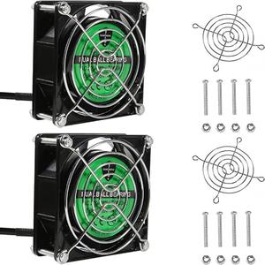 2pcs Computer Fan with AC Plug, 120mm x 25mm EC Axial Fan AC  220V/240V, Brushless Cooling Fan with Dual Ball Bearings for Desktop DIY Cooling Ventilation Projects(14/16W-50/60Hz)