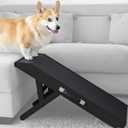 Dog ramp for Couch  Non-Slip, Sturdy Build Foldable Dog ramp  Supports up to 200lbs  Adjustable 7'' to 20''  Landing Platform Seamlessly Connects  Birchwood Pet Ramp for Small Dogs  Black