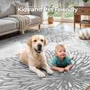 WITSHOCK 5x7 Washable Rug for Living Room,Modern Floral Distress Print Pattern Area Rugs,Stain Resistant with Non Slip Backing Carpet for Dining Room,Bedroom & Home Decor,Grey White