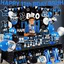 11th Birthday Decorations for Boys,196pcs Bruh Im 11 Birthday Decorations Happy 11th Birthday Boy Plates and Napkins Cups Tablecloth Backdrop Topper Balloons for 11 Year Old Birthday Decorations