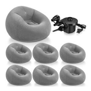 Realspring 6 Pcs Bean Bag Chairs for Adults Inflatable Chairs with Electric Air Pump,Blow up Couch Folding Portable Inflatable Couch Lazy Sofa for Reading Living Room Camping (Gray)