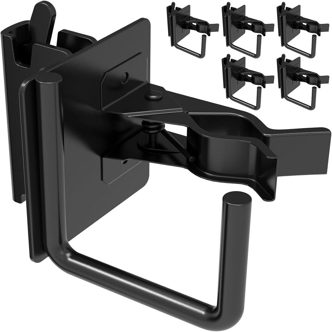 6 Pcs Upgrade E-Track Tool Holders with J Hook, E Track Accessories for Enclosed Trailer Store Shovels, Broom E Track Hook Tool Holder Hanger for Trailer Accessories, E Track Shovel Holder